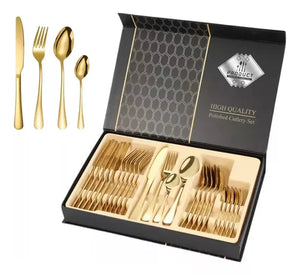 GoldenElegance™ I Set de Cubiertos de Lujo – 24 Piezas