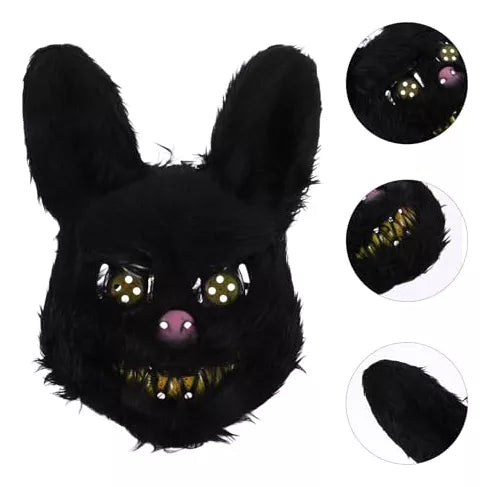 Máscara de Conejo Malo en Peluche - LED Brillante y Ajustable - Ideal para Halloween y Fiestas