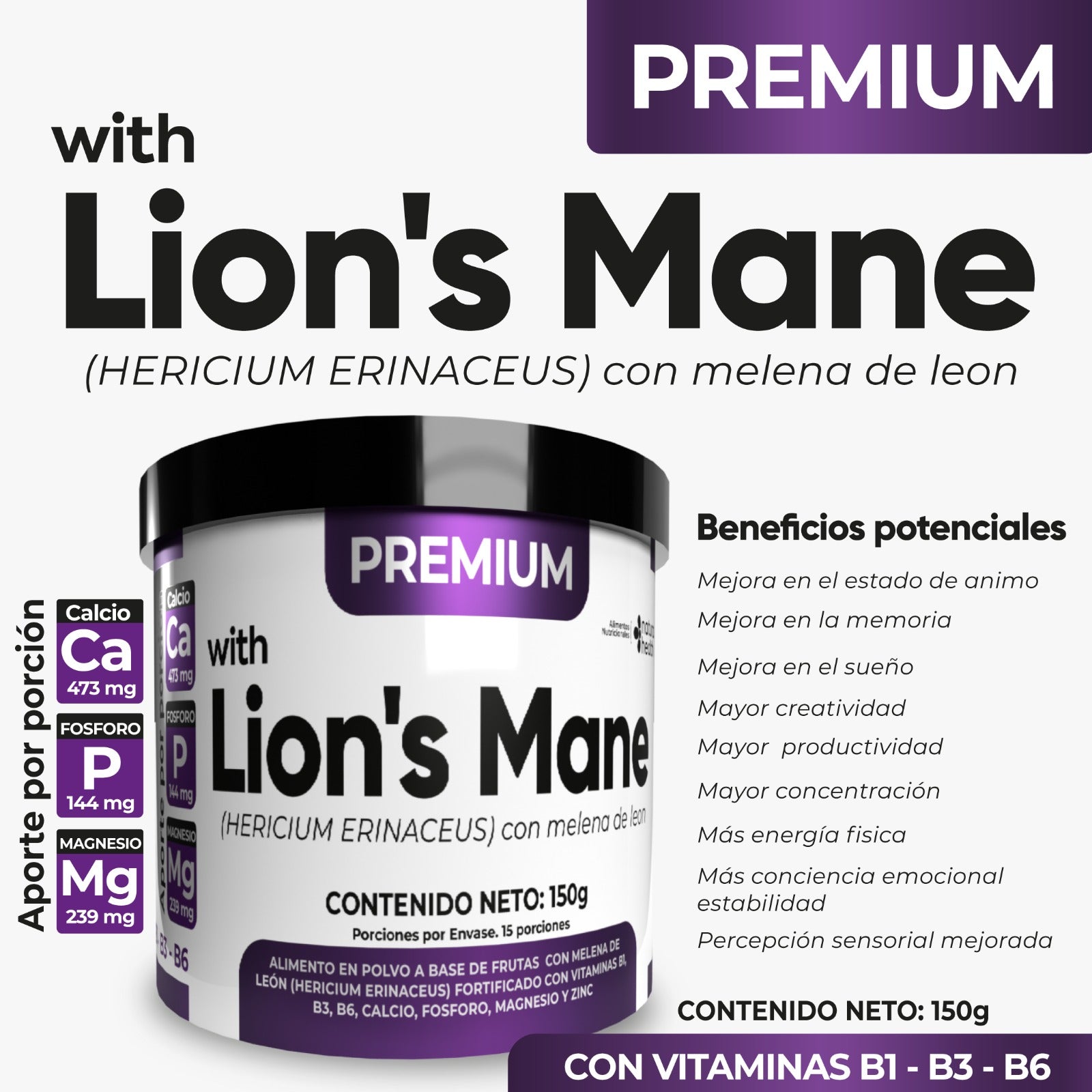 Lions Mane™ I Sabor Frutos Rojos X150 Gr