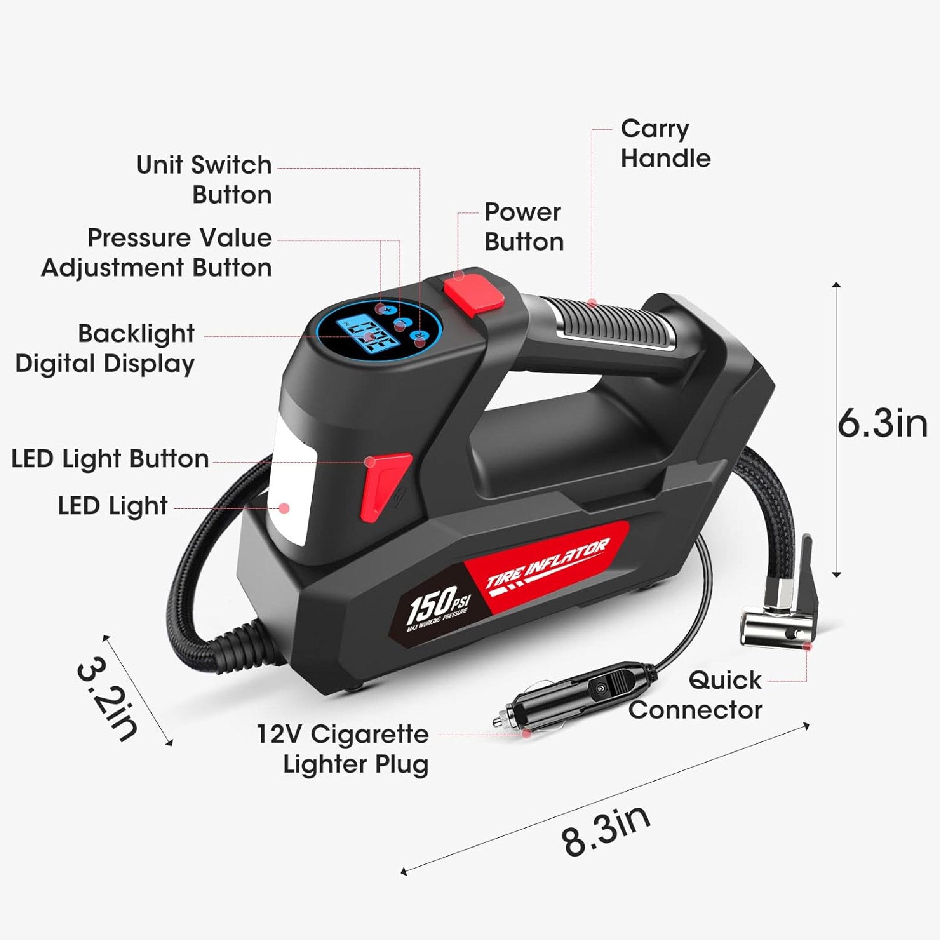 PowerInflate™ I Compresor de Aire Eléctrico para Llantas