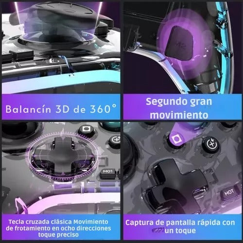 Control Inalámbrico Gamepad Transparente™ | Experiencia de Juego RGB Multiplataforma