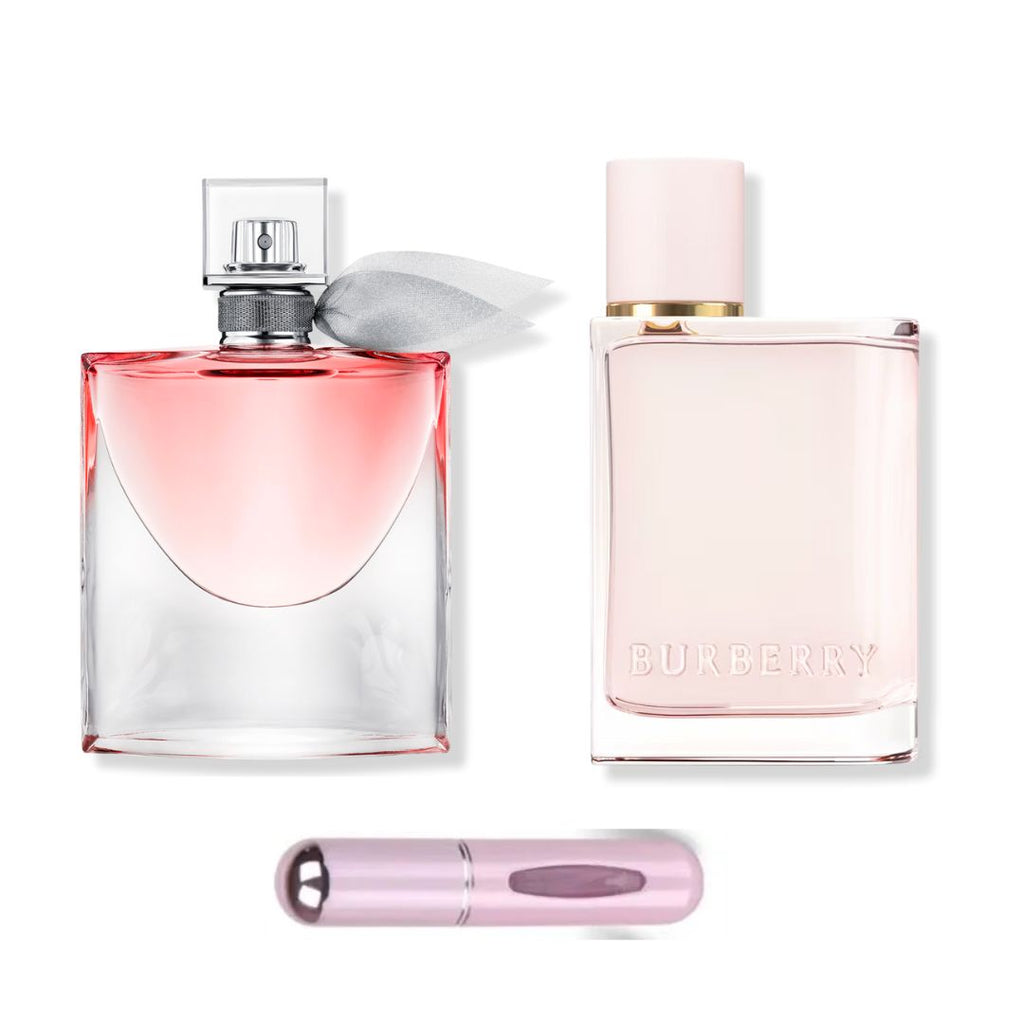 ScentEssence™ I Set de Perfumes Burberry Her + La Vie Est Belle + Perfumero