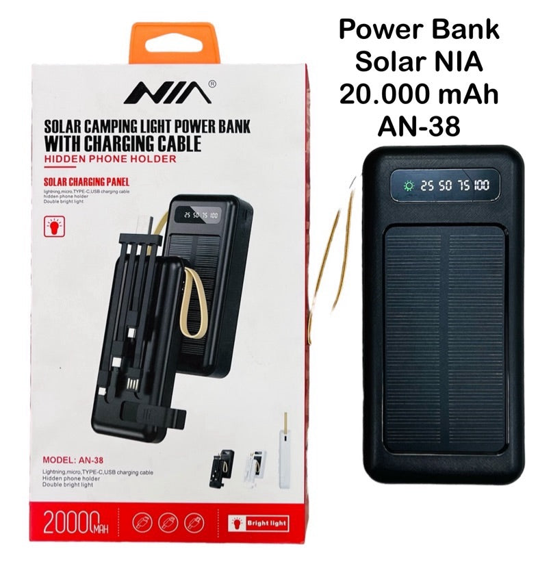 EcoCharge™ I Power Bank Solar 4 en 1 NIA AN-38