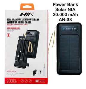 EcoCharge™ I Power Bank Solar 4 en 1 NIA AN-38